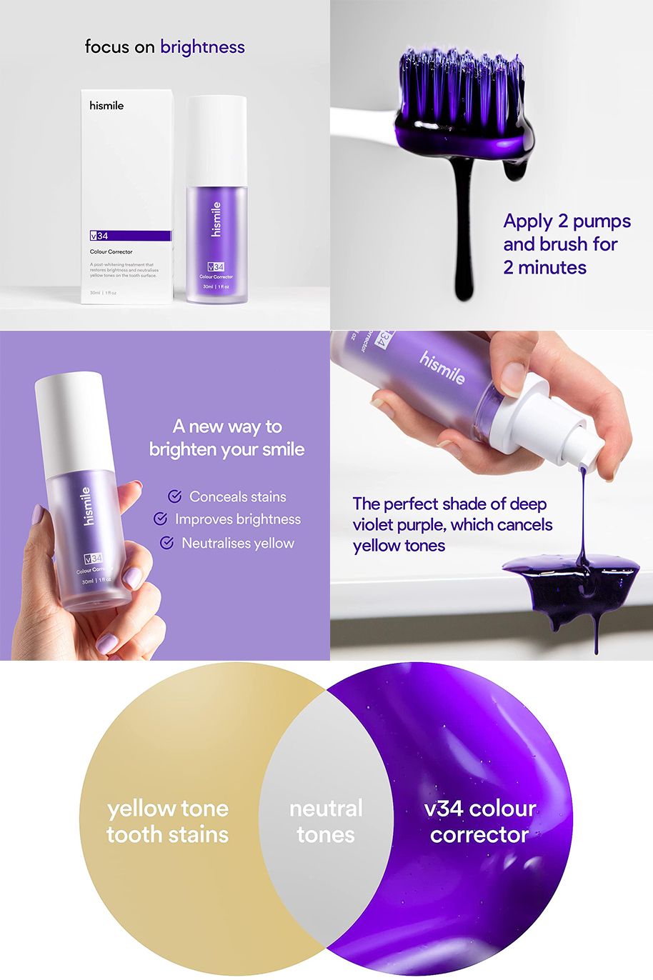 Hismile V34 Colour Corrector Serum – Teeth Brightening (30ml)
